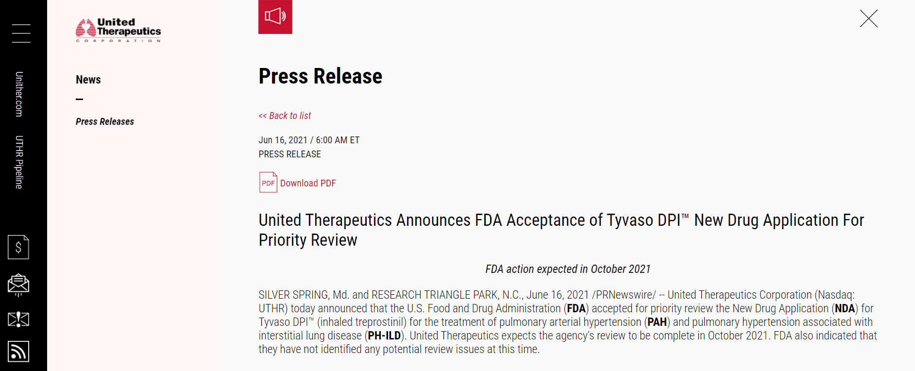 奥来恩医药-United Therapeutics官网
