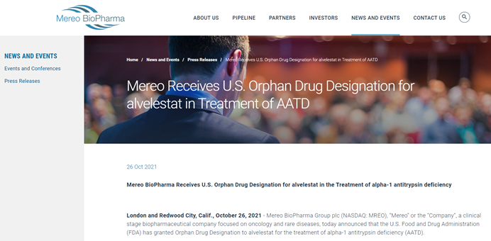 奥来恩医药-Mereo BioPharma官网